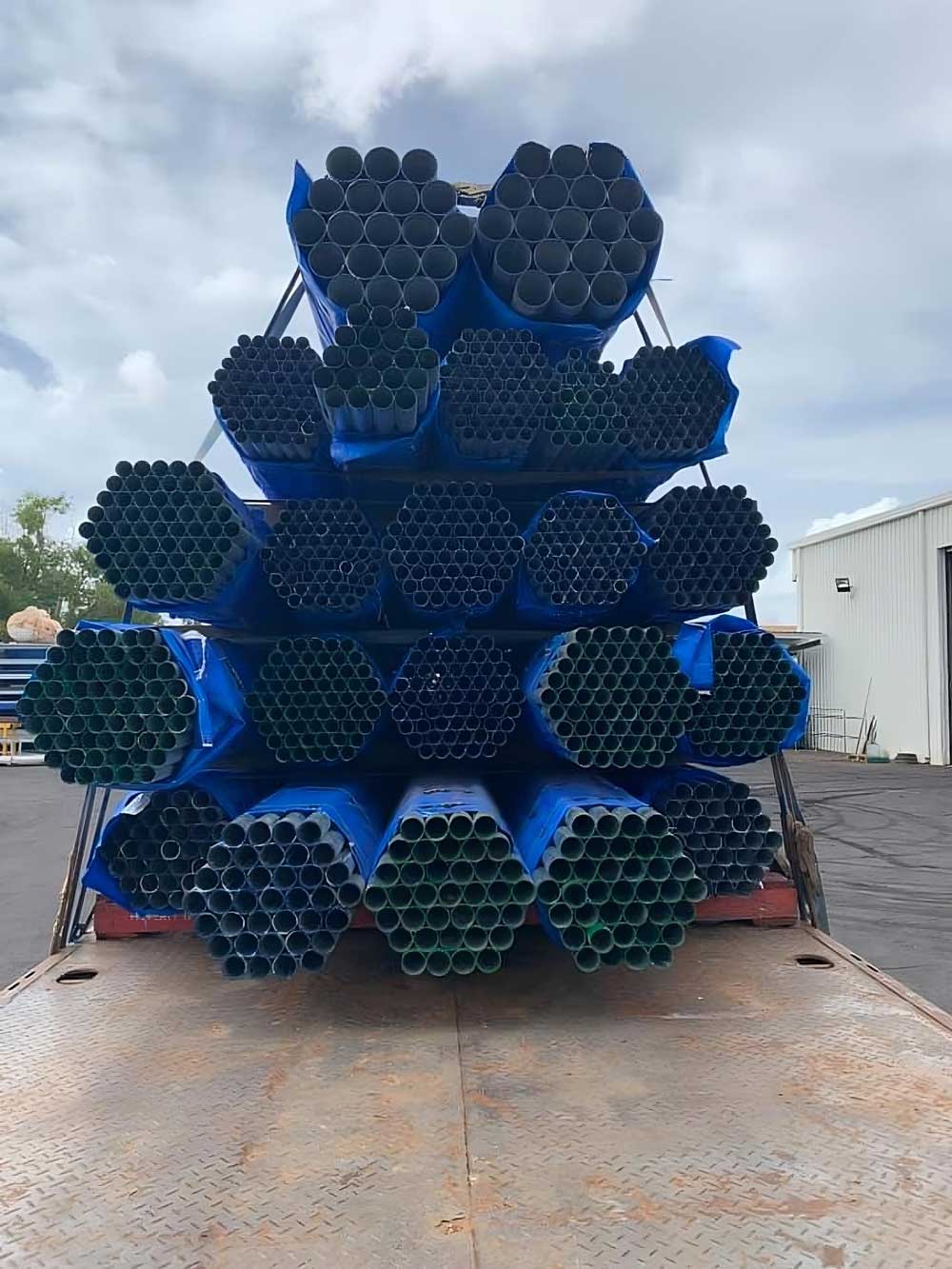 Steel Pipes Loaded On A Trailer